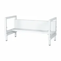 Stationary base stand for supporting biological safety cabinets or other lab equipment. White metal construction. Overall width 6 ft, height 40 in, load capacity 2,200 lb. Provides elevated platform for ergonomic access and airflow clearance.