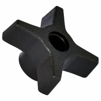 INNOVATIVE COMPONENTS Hand Knobs: 4 Point, Plastic – Steel/Zinc, M6 Thread - 4-Arm Knobs with Unthreaded Hole
