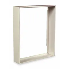 Surface-mounting frame for electric wall and ceiling heaters. Fits all kW ratings. Compatible with models 5ZK64, 5ZK66, 5ZK68, and 5ZK70. Outside dimensions 12-1/2 in x 10-1/2 in. White finish. Includes installation instructions.