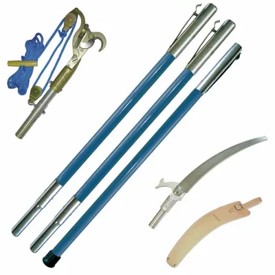 JAMESON Pole Tree Trimming Kit: 13 in Blade Lg, Steel, Fiberglass, 1 1/4 in, 18 ft Overall Lg - Pole Saws