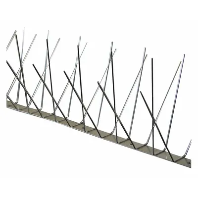 BIRD BARRIER Bird Repellent Spikes: Wide, Stainless Steel Base, Silver - Bird Spikes