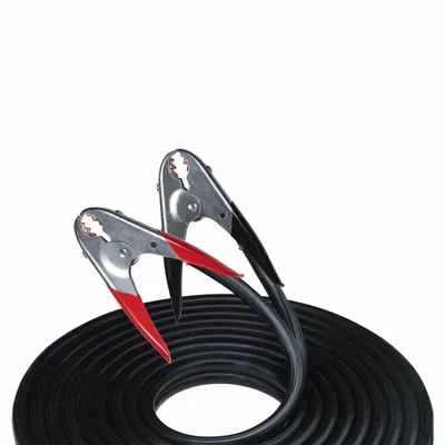 BAYCO Booster Cables: Crimped, 2 AWG, Parrot Jaw, 20 ft Cable Lg, Black - Clamp Jumper Cables
