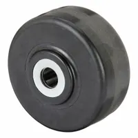 This phenolic tread wheel measures 6 inches in diameter and 2 1/2 inches in width, with a load rating of 1,800 lb. Suitable for industrial caster applications such as carts, dollies, and equipment stands in material handling environments
