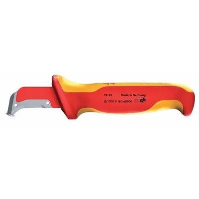 KNIPEX Cable Stripping Knife: 7 1/8 in Overall Lg, Insulated, 1 1/2 in Blade Lg - Wire-Stripping Knives