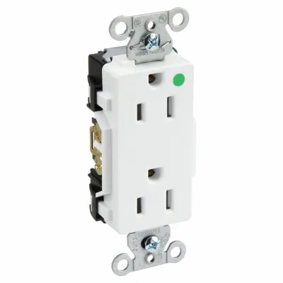 HUBBELL Receptacle: Hospital Grade Fed. Spec., Decorator Duplex, 5-15R, White, 125V AC - General Purpose Receptacles