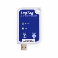 LOGTAG Data Logger: -22°F to 158°F, -30°F to 70°C, UTRIX-16, Temp, 158°F Max Dew Point Measured, USB
