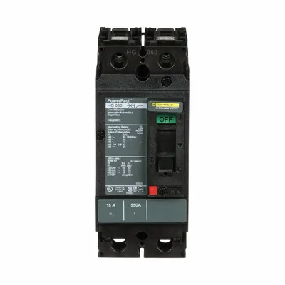 SQUARE D Molded Case Circuit Breaker: 15 A Amps, 65kA at 240V AC, Fixed, Line/Load Lug - H-Frame Square D Molded Case Circuit Breakers