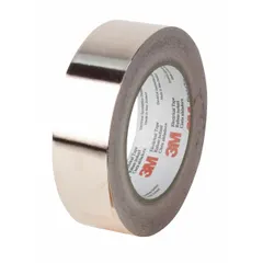 This conducting electrical tape features a non-conductive acrylic adhesive to prevent short circuits while the conductive backing provides EMI/RFI shielding. Suitable for shielding, grounding, and splicing applications. Tape is 1 inch wide, 36 yards long, 2.6 mil thick, rated for 600 volts, and brown in color.