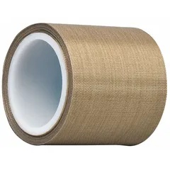3M 5451 is a PTFE slick surface tape with a silicone and polytetrafluoroethylene coated cloth backing. It provides a non-stick surface and heat resistance, suitable for high-temperature masking, release liners, and chute liners in industrial settings. The tape measures 2 inches wide, 5 yards long, and 3.2 mil thick.