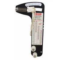 Aluminum tension gauge for measuring tension in 1/8 in diameter wire ropes. Used in rigging, construction, and industrial maintenance to verify proper cable tension