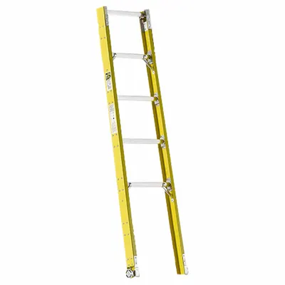 WERNER Straight Ladder: 6 ft Ladder Size, Fiberglass, 375 lb Load Capacity, 16 lb Wt - Tapered Sectional Non-Conductive Fiberglass Ladders