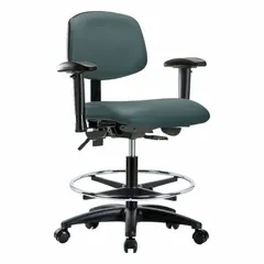 Vinyl Lab Chair with Arms, 21-28 1/4 in Height, Nylon Base