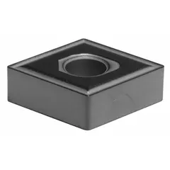 Diamond indexable turning insert with CNMG geometry, 80° rhombic shape, negative rake, and chipbreaker design. Suitable for precision turning, boring, and facing of non-ferrous materials, composites, and abrasive alloys. Equivalent designations: CNMG431EEX and CNMG120404N-EX.