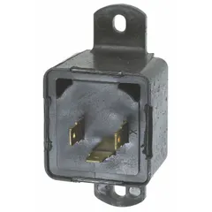 Variable flasher relay for 12V DC automotive systems. Features 3 terminals and a 25 A current rating. Delivers a variable flash rate per minute for turn signal and hazard light applications in cars.