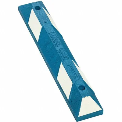 NOTRAX Parking Stop: Rubber, 3 ft Lg, 6 in Wd, 4 in Ht, Blue/White - Parking Curbs