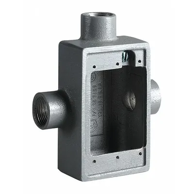 HUBBELL KILLARK Device Box: Iron, Rectangular, 1 Gangs, 3/4 in Hub Size, 18 cu in Capacity - Iron Weatherproof Electrical Boxes