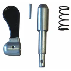 This locking pin kit provides replacement components for securing the fork position of compatible pallet jacks. Used during maintenance or storage to prevent unintended movement in warehouse and industrial environments.