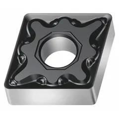 Diamond indexable turning insert for precision machining of non-ferrous materials, composites, and abrasive alloys. Suitable for turning, facing, and profiling operations in medium to finishing cuts. Available in geometries CNMG434-MM5 and CNMG120416-MM5 with grade WSM30S.