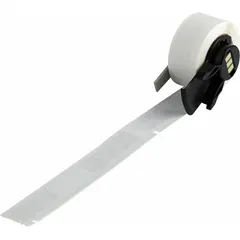White matte vinyl precut label roll measuring 3 27/32 in x 1/2 in, designed for wire gauges 10 AWG to 3 AWG. Compatible with BMP61 printer series and requires ribbon M61-R4310. Used for permanent identification of wires and cables in industrial panel building, electrical maintenance, and OEM wire marking.