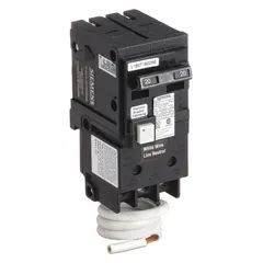 The SIEMENS QF220A is a 2-pole miniature circuit breaker rated 20 A at 120/240V AC with a 10kA interrupting capacity at 120V AC. It features a plug-in design for use in Siemens Load Centers, providing overcurrent protection for branch circuits in residential and commercial electrical panels.