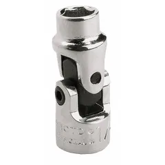 This 1/4" drive flex socket features a 15 mm, 6-point, standard-length design for turning hex fasteners in confined or angled spaces. Constructed from chrome, it is not tether capable. Suitable for general fastening tasks where a standard socket cannot reach.