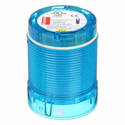 Dayton Tower Light Module: Flashing, 24V AC/24V DC, Blue, 50 mm Overall Dia - Flashing Light Modules