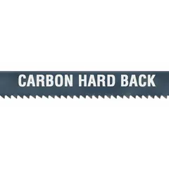 Carbon steel band saw blade for straight cuts in wood. Hard back construction provides rigidity for precise cutting. Blade width 3/4 in, thickness 0.03 in, length 10 ft 10-1/2 in, 14 teeth per inch. Suitable for resawing, ripping, and crosscutting lumber and sheet goods.