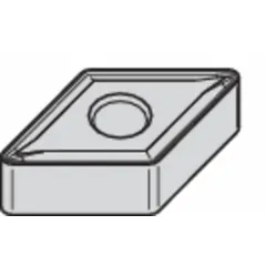 This diamond indexable turning insert is designed for precision machining of non-ferrous materials, composites, and abrasive alloys. It is suitable for turning, facing, and profiling operations requiring fine surface finishes and tight tolerances.