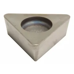 Triangle (T) indexable turning insert designed for turning operations on lathes. The triangular shape provides three cutting edges for cost-effective machining. Suitable for roughing and finishing of metal workpieces in general machining applications.
