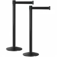 Belt Barrier System: 40 in Post Ht, 10 ft Belt Lg, Black, 2 No. of Posts, No Pattern, No Message (MPN P101SB-BK-2PK)