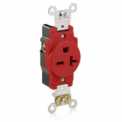LEVITON Receptacle: Single, 6-20, Red, 250V AC, 20 A, 2 Pole / 3 Wire (MPN 5461-R) - General Purpose Receptacles