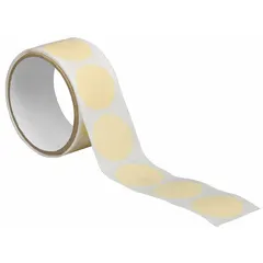 These tan, rubber crepe paper discs are pre-cut to 2 inches in diameter with a 7.5 mil thickness. Designed for indoor use on metal surfaces, they are suitable for high-temperature masking applications such as paint masking and powder coating.