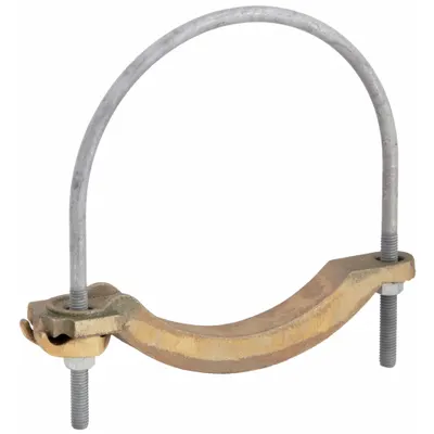 BURNDY Grounding Connector: Copper, 6 in Pipe - Pipe and Rod U-Bolt Ground Clamps