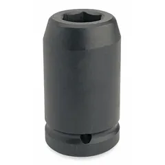 SAE 6-point deep impact socket with 1" drive and 1-9/16" socket size. Overall length of 4 inches. Black oxide finish. For heavy-duty fastening and loosening tasks in industrial maintenance, automotive repair, and construction.
