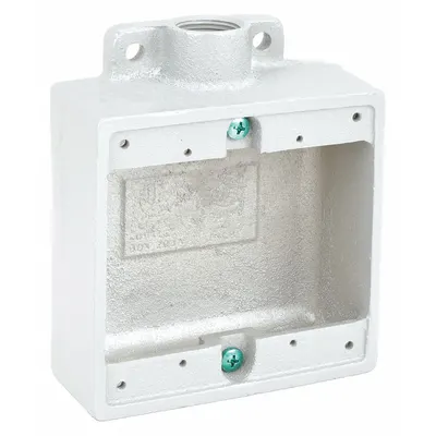 HUBBELL KILLARK Electrical Box: Iron, Square, 2 Gangs, 3/4 in Hub Size, 32 cu in Capacity - Iron Weatherproof Electrical Boxes