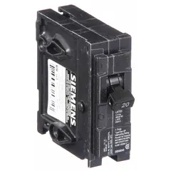 Single-pole miniature circuit breaker rated 20 A at 120V AC. Provides overcurrent protection for branch circuits in load centers. Plug-in design for easy installation.
