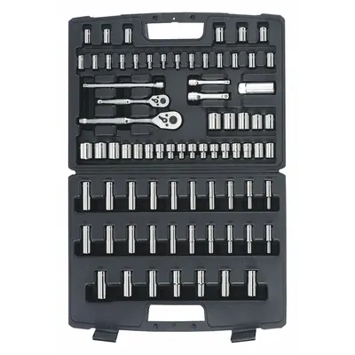 STANLEY Master Tool Set: 1/4 in, 3/8 in Drive, 75 Piece - SAE & Metric Socket Sets with Drive Tools