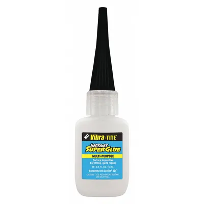 VIBRA-TITE Instant Adhesive: 301, Gen Purpose, 0.5 fl oz, Bottle, Clear, Thin Liquid - General Purpose Instant Adhesives