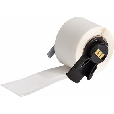 BRADY Wraparound Label: P-Shaped, 1 3/4 in x 1 in, Polypropylene, White ( Matte) - Brady P-Style Flag Precut Label Rolls