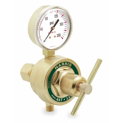HARRIS Gas Regulator: Single Stage, 1/4" NPT F Inlet, 9/16"-18 M LH Outlet, 15 psig - Fuel Gas Regulators