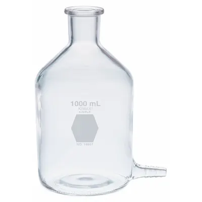 KIMBLE Reservoir Bottle: 500 mL, 495 mm, Colorless, Narrow Mouth Size - Glass Reservoir Lab Bottles with Bottom Outlet
