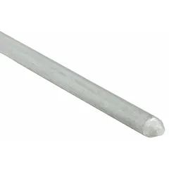 Galvanized steel ground rod with pointed end for easier driving into soil. Measures 5/8 in diameter by 8 ft overall length. Used in grounding electrode systems for electrical installations, providing a low-impedance path to earth.
