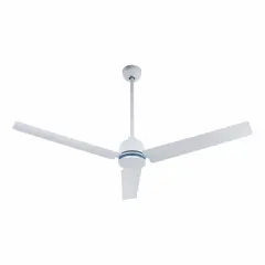 This 60-inch industrial ceiling fan operates on 120V AC single-phase power with a current draw of 0.53 A. It offers six speed settings and is finished in white. Suitable for large commercial and industrial spaces such as warehouses, factories, and distribution centers to improve air circulation.