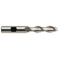 This high-speed steel square end mill features a titanium nitride (TiN) coating for enhanced wear resistance. With a 3/4" cutting diameter and 2 flutes, it is designed for efficient chip evacuation in slotting, profiling, and contouring operations on aluminum and non-ferrous materials.