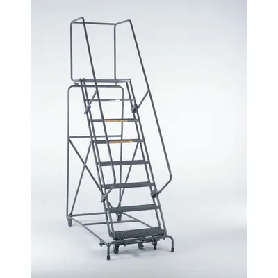 BALLYMORE Rolling Ladder: 8.3 ft Platform Ht, Unassembled, Steel, Manual Lock - Steel Manual-Lock Ladders