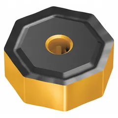Octagon-shaped indexable milling insert designed for high-feed face and shoulder milling operations. Suitable for machining steel and cast iron, offering multiple cutting edges for efficient material removal in industrial applications.