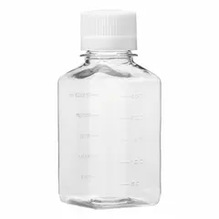 PET Media/Storage Bottle, 250 mL (8 fl oz), Sterile, Screw-On Closure, Graduated, Colorless