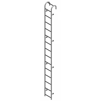 COTTERMAN Straight Ladder: 13 ft Ladder Size, Steel, 300 lb Load Capacity, 57 lb Wt - Storage Tank Steel Ladders