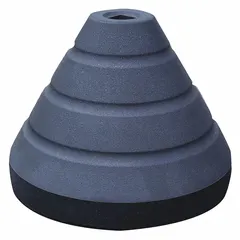 This rubber cone sign post base is designed for temporary or portable signage applications. It weighs 72 lb and accepts 1-3/4 in square sign posts. The base is black, made of rubber, and is not spring loaded.