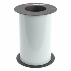 Thermal transfer continuous label roll, 8 in x 75 ft, clear gloss vinyl for indoor/outdoor use. Compatible with LabelTac 9 printer series. Used for creating custom labels in industrial environments.